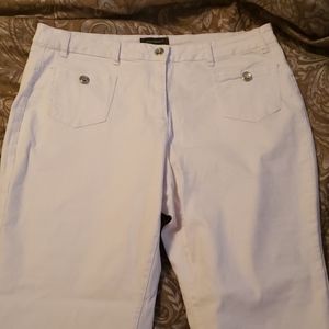 Jeweled Button White Denim Jeans